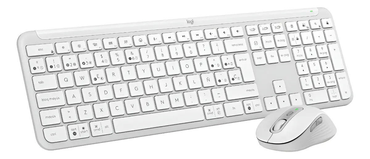 Combinação de teclado e mouse sem fio Signature Slim K950 Teclado branco Teclado branco