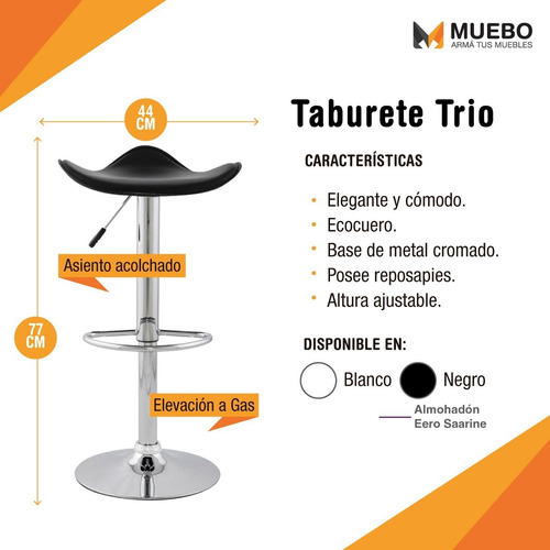 Imagen 4 de 6 de Taburete X2 Banqueta Barra Desayunador Ecocuero Dinamarca Si