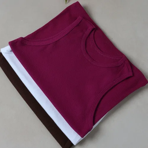 Kit 3 Blusas Regatas Femininas Caneladas Algodão Basicas