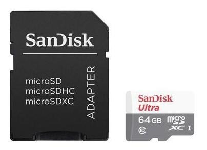 Imagem 1 de 1 de Cartão De Memoria Microsd 64gb Classe 10 C/ 1 Adap Sandisk