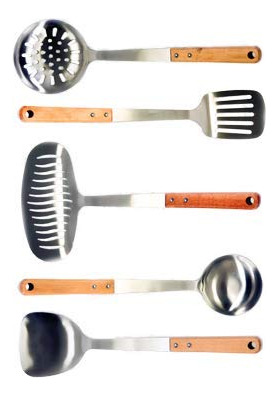 Utensilio Cocina Acero Inoxidable Mango Madera 5