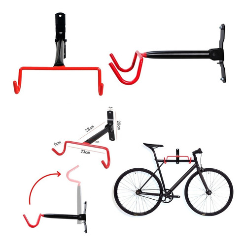 Soporte Rojo/negro Extendible De Pared Para Bicicleta -ctn3