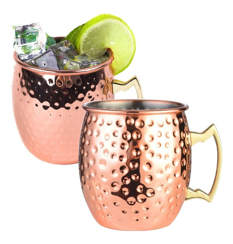Set De 2 Mug Vasos Cobre Tragos Moscow Mule Mojito Liso