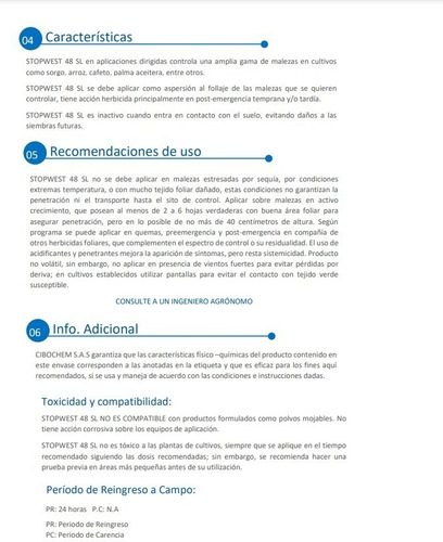 Imagen 4 de 4 de Stop West Glifosato 48% Herbicida Post Emergente