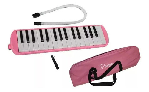 Melodica A Piano Parquer 32 Notas Rosa Con Funda Manguera