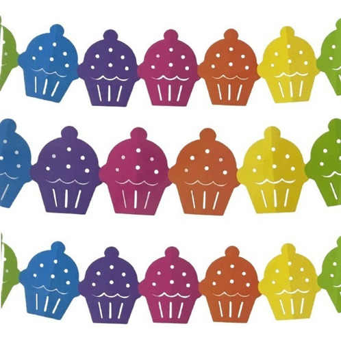 Guirnalda Cupcakes Multicolor 360x18x15cm