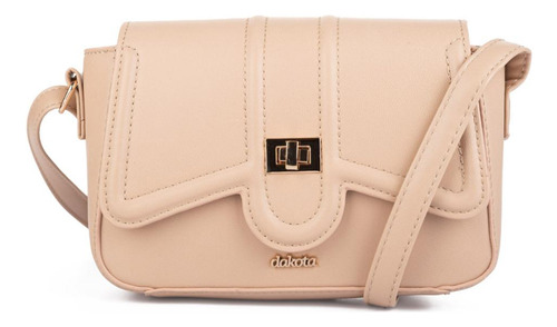 Bolsa Dakota Transversal Dk134 Cor Bege Detalhes em Dourado