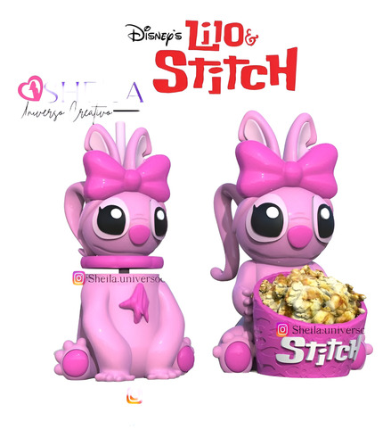 Stl Pochoclera Y Vaso De Stich Y Angela