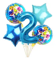 Comprar Globo Baby Shark Mas Numero  De 5 Piezas