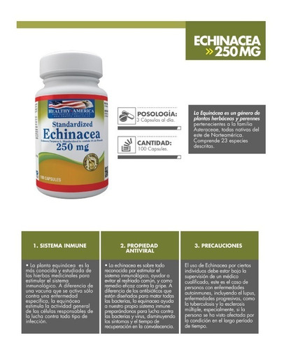 Echinacea 250 Mg Por 100 Capsulas - Unidad a $520