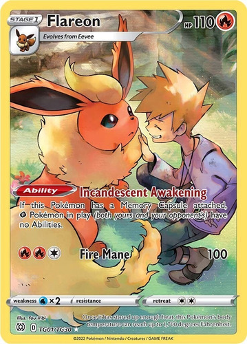 Flareon Full Art Carta Pokémon Original+10 Cartas
