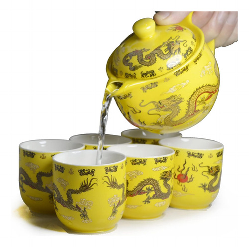 Set Té Porcelana 1 Tetera, 6 Tazas, Tetera Café, Decoración