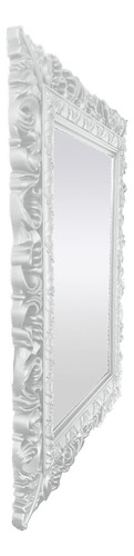 Espejo decorativo blanco de calidad sofisticada de 51 x 66 x 4 cm