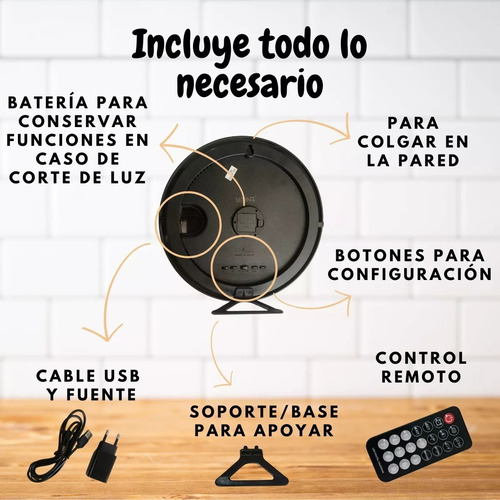 Reloj Pared Digital Led Redondo Moderno Con Control Remoto