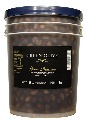 Aceitunas Negras Nat. Cond. En Aceite Nº 00 X 15 Kg. Balde