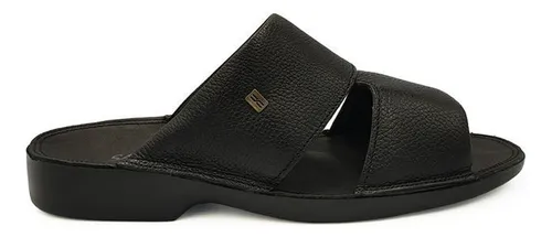 Chinelo Samello Uno Sand lia Masculina Couro Preto Original