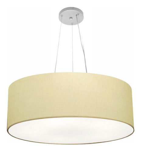 Lustre Pendente Cilíndrico Md-4010 Cúpula em Tecido 60x21cm Algodão Crú - Bivolt