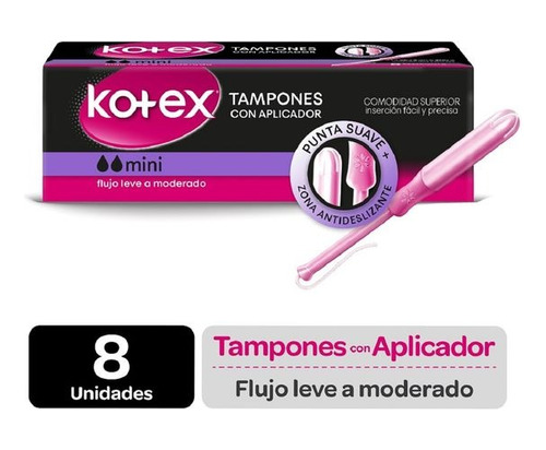 Kotex Tampones Mini Con Aplicador 8 Un