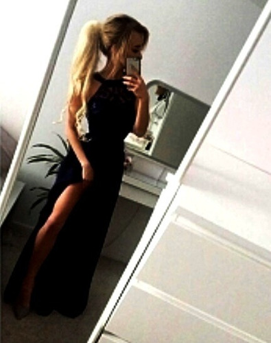 Hermoso Vestido De Fiesta/ Noche Con Tajo Combinado!