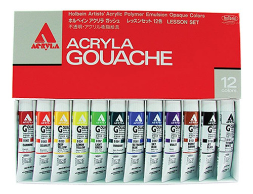 Holbein Acryla Gouache - Juego De 12 Lecciones De 0.7fl Oz