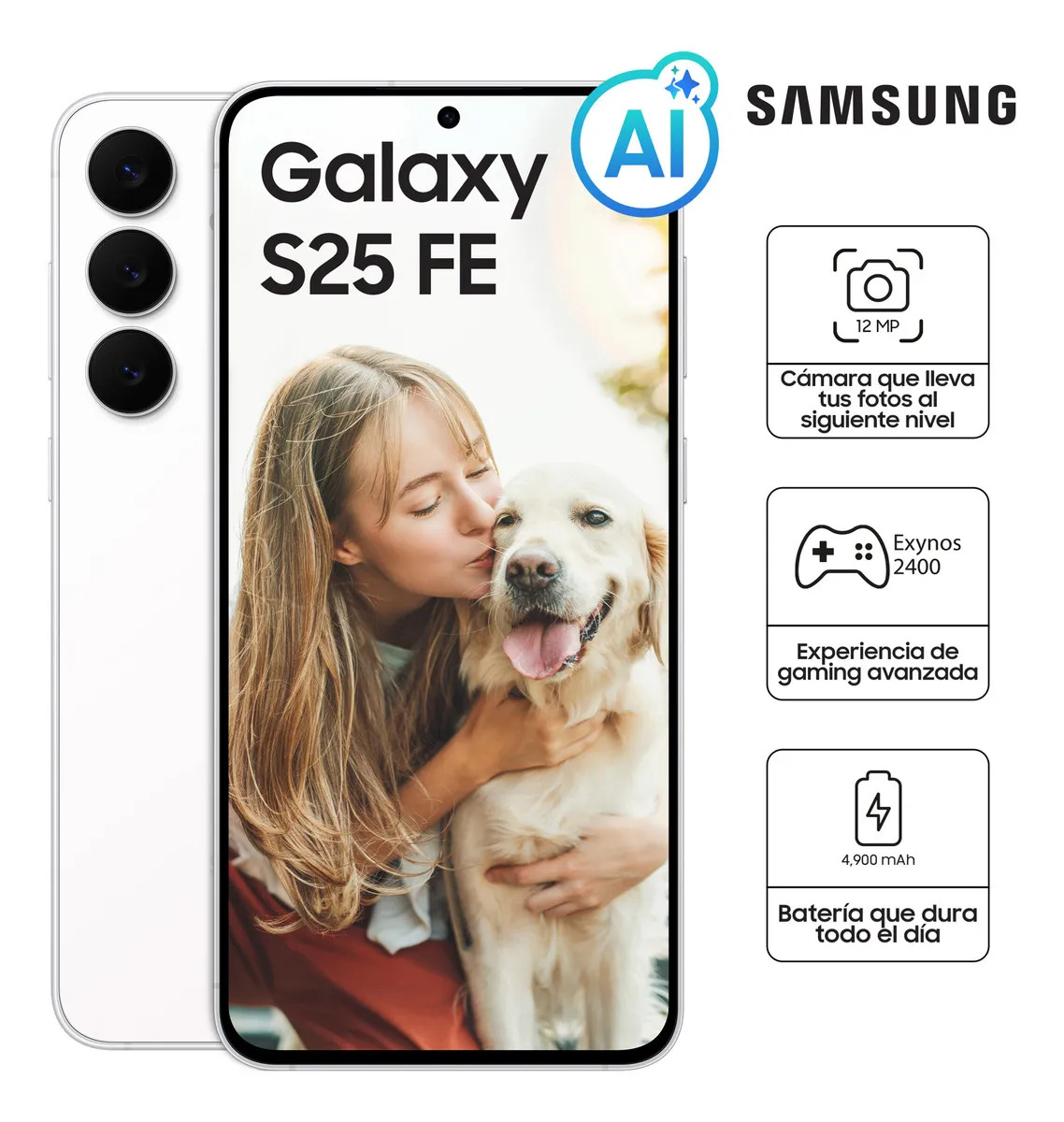 Celular Samsung Galaxy S25 Fe White 128gb Sm-s731bzwlltp