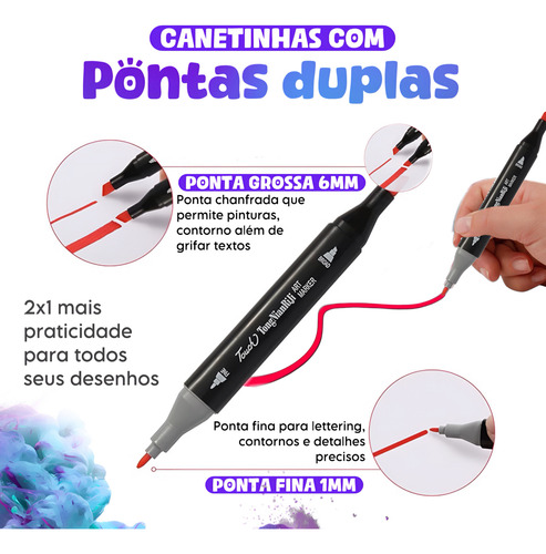 Estojo Canetas Permanentes Ponta Dupla 120 Cores Bobbie Good