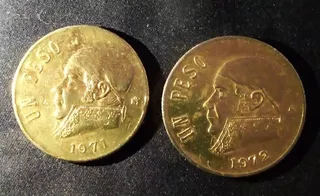 Monedas De 1 Peso Morelos Año 1971 Y 1972