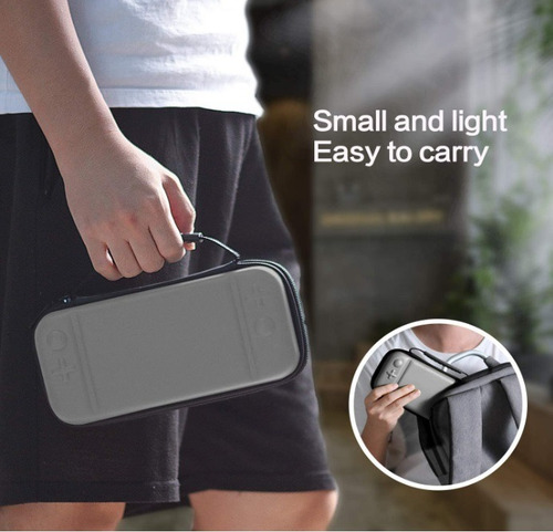 Case Nintendo Switch Lite Com Alça Mão+ 2 Películas De Vidro Cor Cinza