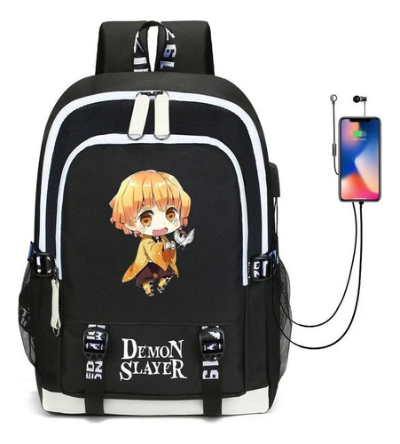 Mochilas Escolares Impermeables Demon Slayer Con Puerto Usb