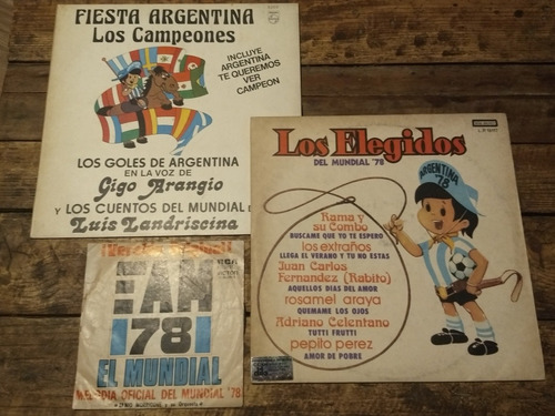 Mundial 78 Futbol Lote 3 Discos De Vinilo 1978 (Usado)