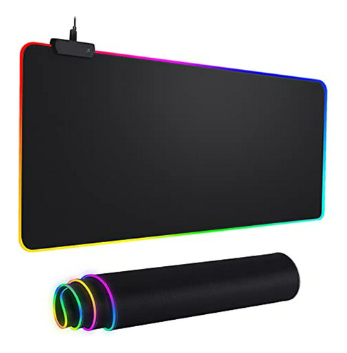 Mousepad Rgb Con Luces Led, Grande Y Amplio Para Ratón