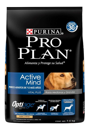 Alimento Perro Adulto 7+ Optiage Active Mind 7.5 Kg Pro Plan
