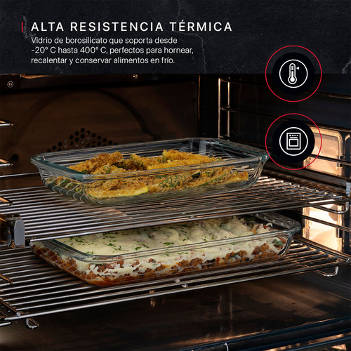 Set 2 Refractarios De Vidrio Para Horno Con Tapa