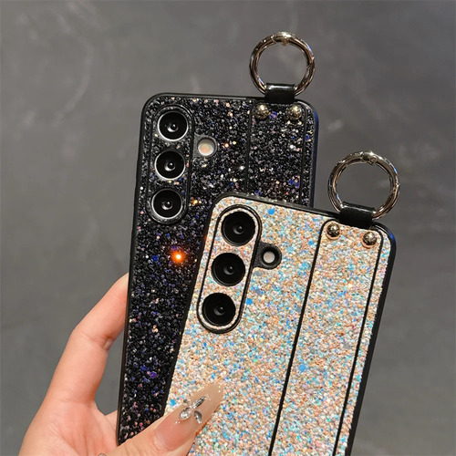 Funda De Piel Flash Diamond Con Correa De Muñeca Con Forma De Anillo Para Samsung Galaxy S25 S24 Ultra S23 S22 S21 Plus, Carcasa Dura C