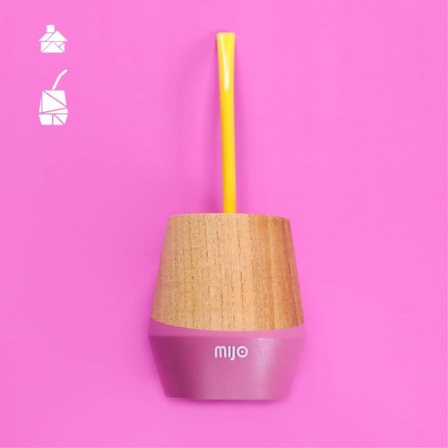 Imagen 2 de 3 de Mate De Madera Mijo Diseño Fucsia