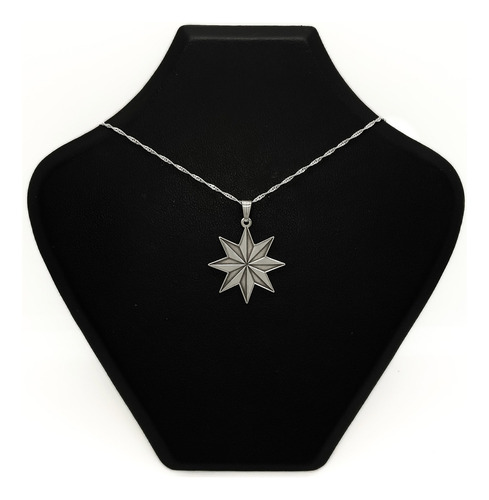 Cadena Y Dije Estrella Ocho Puntas Plata 925 Plata 925 50 Cm