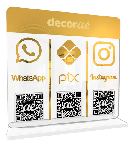 Imagem 3 de 4 de Placa Pix Instagram Qr Code Whatsapp Balcão Acrílico Transp