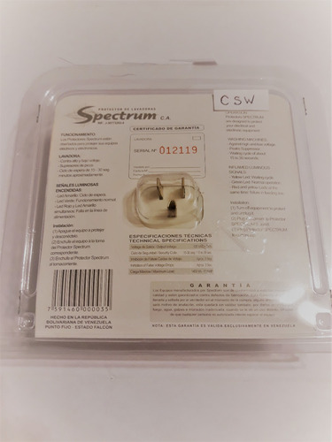 Imagen 2 de 3 de Protector Voltaje Spectrum Lavadoras 110v