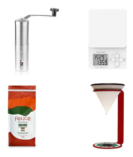 Café Felice Grão 500g + Moedor+ Cone Coffee + Balança