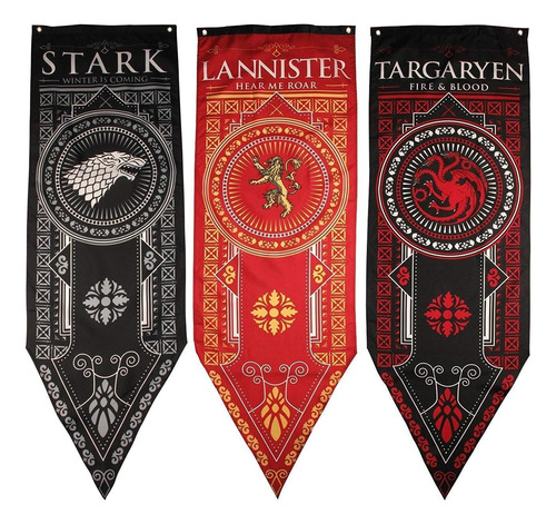 Banderín De Casa 3pk, Casa Stark, Targaryen, Lannister