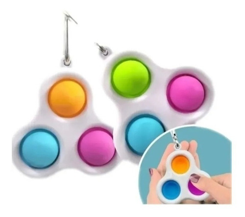Llavero Pop It Triple De Colores - Formas Burbujas Fidget