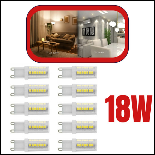 Kit Com 10 Lâmpada Led G9 Halopim 18w Bivolt Arandela/lustre