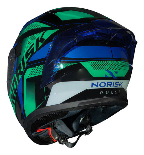Capacete Masculino Norisk Flow Pulse Verde E Azul Lançamento
