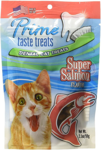 Prime Sabor Dulces Salmón Sabor Dental Para Gatos, 2.1 Oz/