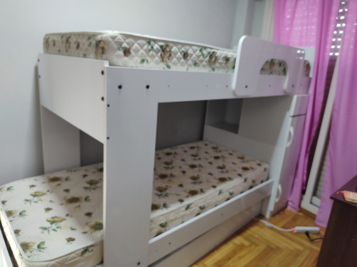 Cama cucheta triple Mosconi Dakar/Express 1 plaza color blanco fabricada en mdp