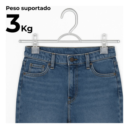 Cabide Acrílico Adulto Com Presilhas Resistente 50 Unidades Para Saias E Calças