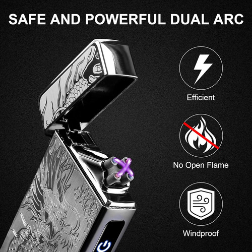 Encendedor Electrónico , De Doble Arco, Recargable Por Usb,