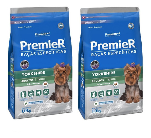 Ração Premier Yorkshire Adulto 1kg Kit 2 Unidades