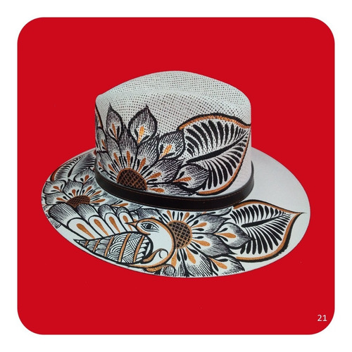 Imagen 1 de 5 de Elegante Sombrero Artesanal Pintado A Mano Varios Modelos 3