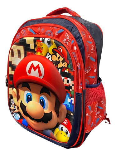 Mochila Mario Bros + Llavero + Lápiz Infinito